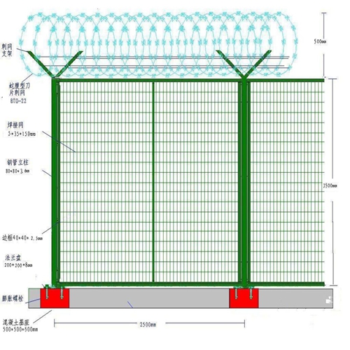 High Airport Security Fence With ISO9001