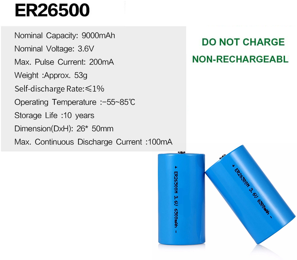 ER26500 Batería de litio no recargable de 3.6V