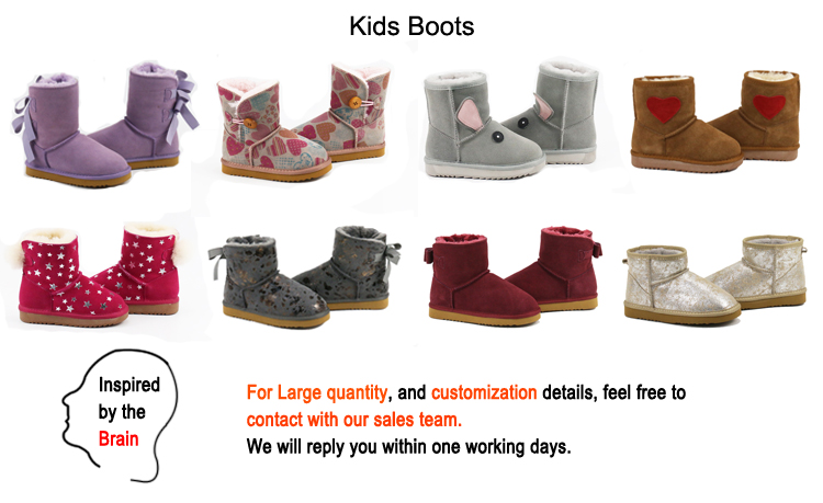 Fashion Winter Warm Cow Suede Leather Kids Boots