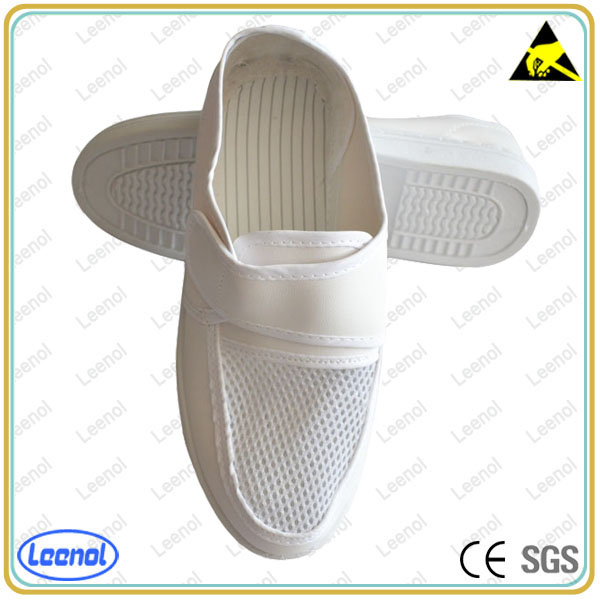 white Leather mesh esd antistatic safety shoe with anti-slip sole