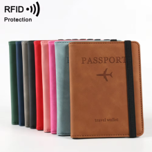 RFID Blocking Leather Card Wallet Passport Pouch