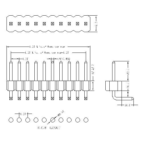 1.27 mm Pin Header Single Row Angle Type