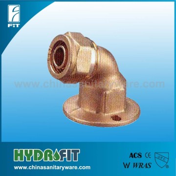 Brass Compression Fittings 105 degree wallplate elbow for pex pipe