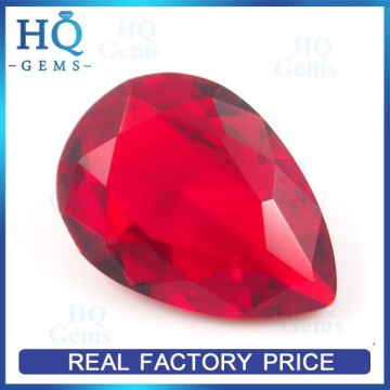 Lab Created Pear Faceted Ruby Corundum