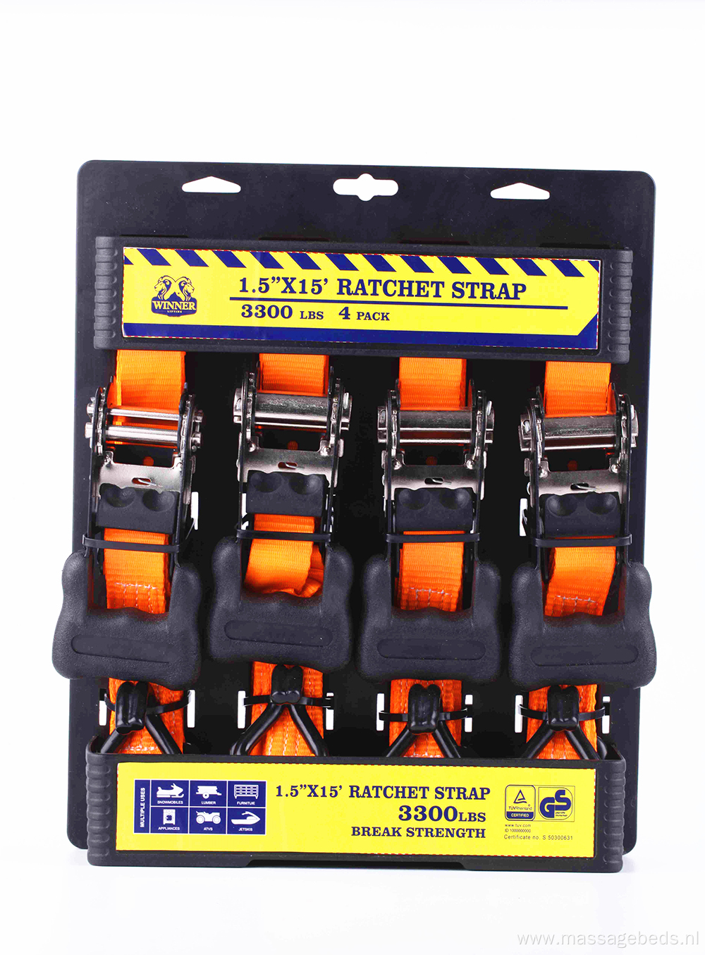 38mm Ratceht Buckle Orange Lashing Strap with 1500KGS