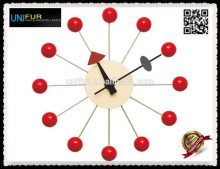 Modern replica design red beautiful wooden wall clock on sale