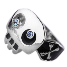 2012 Sterling Silver Ring With Fashion Design Skull Zircon Finger Ring