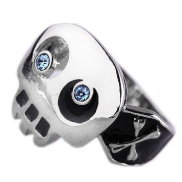 2012 Sterling Silver Ring With Fashion Design Skull Zircon Finger Ring