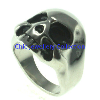 Large Evil Stainless Steel Skull Ring Polished For Cool Boy