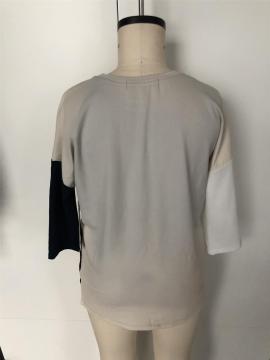 Spliced three-color short sleeve coats