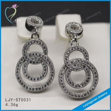 Wholesale white stone hanging stud earrings