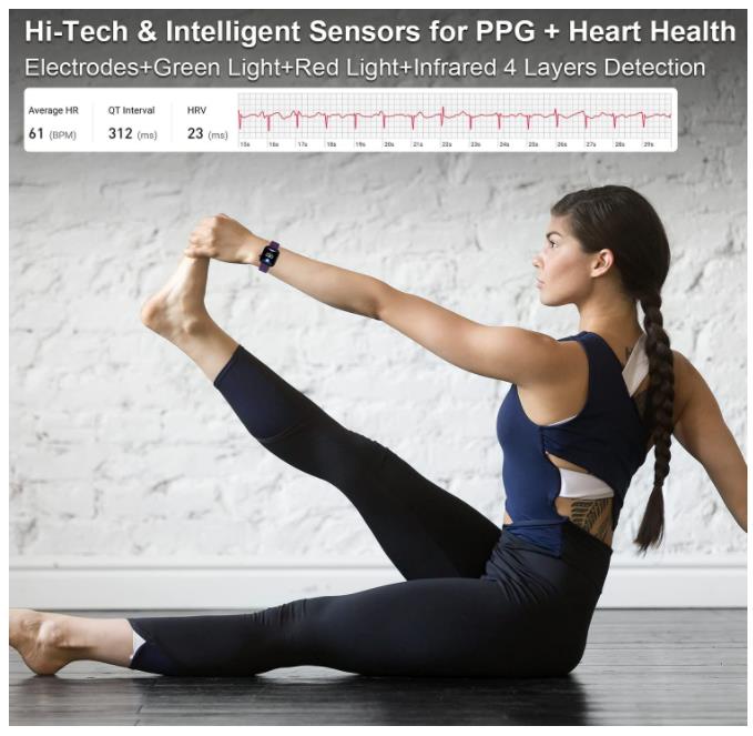 Smart Watch Heart Rate Activity Tracker Meter HRV Blood Pressure Monitor Waterproof Fitness Tracker Watch with Sleep Monitor