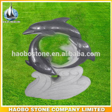 Haobo Factory Grey/Black Granite Dolphin Carvings