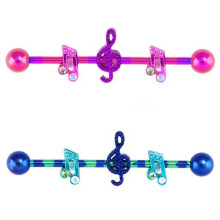 Titanium Plated Music Note Industrial Piercing Barbells