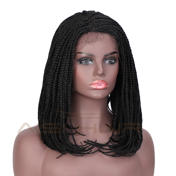 Aisi Hair 16 Inch Vendor Cheap Wholesale Afro Twist Box Braided Lace Frontal Wigs Synthetic Hair For Black Women Lace Front Wig