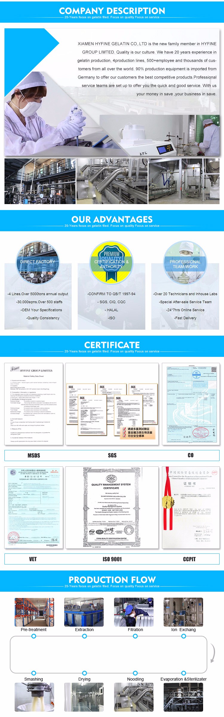 Food Grade Gelatin Halal Production Line As Food Ingredients