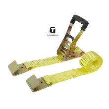 Hardware Steel Metal Flat Hook Cargo Strap - 2" Yellow Straps with Flat Hook