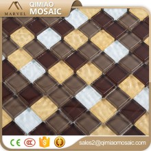 23x23mm Uneven Surface Mosaic Crystal Glass Mosaic Grey White Mosaic Tile