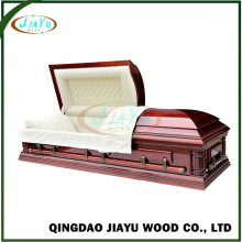 Standard American style solid poplar casket with beautiful velvet interior