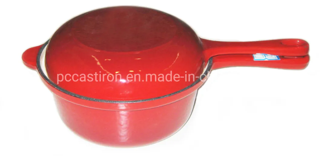 Healthy 18cm Cast Iron /Dutch Oven/Cocotte Saucepan Non Stick Double Use