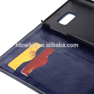 Luxury CRAZY HORSE wallet case for samsung galaxy note 5 phone
