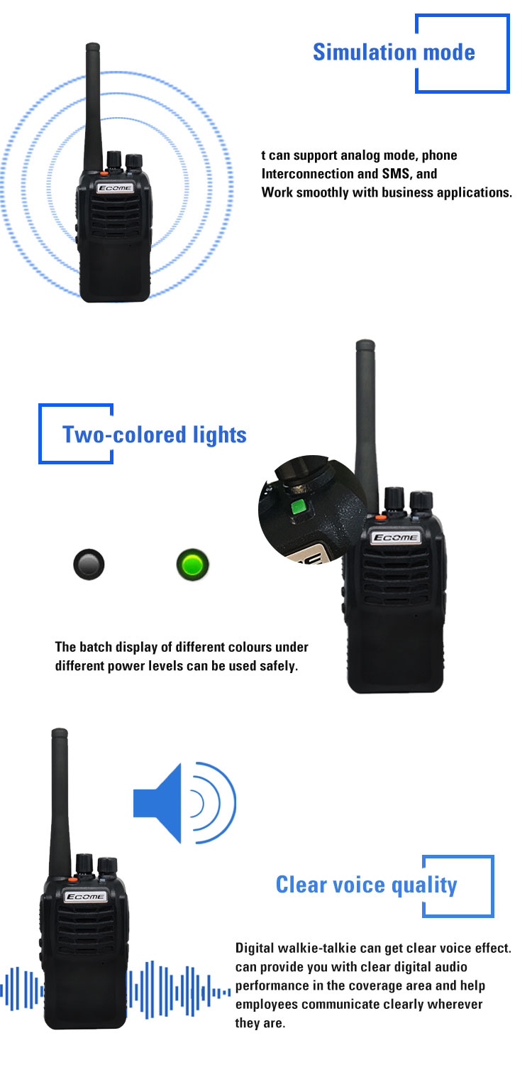 مسافة طويلة woki toki ecome et-518 uhf vhf walkie-talkie أجهزة الراديو ثنائية الاتجاه