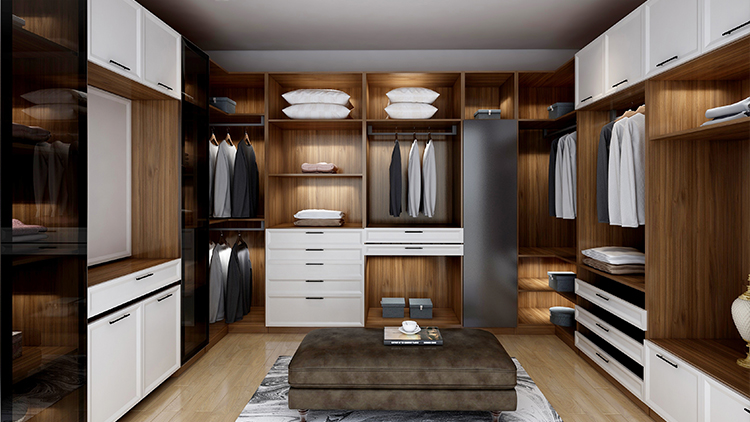 high gloss double color wood closet for bedroom