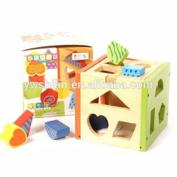 newest design wooden Plan Toy Shape and Sort It Out Geometry building block box for kids