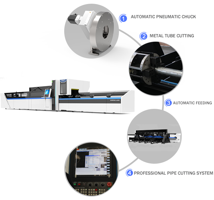 SF6020T automatic fiber laser cutting machine for metal pipe