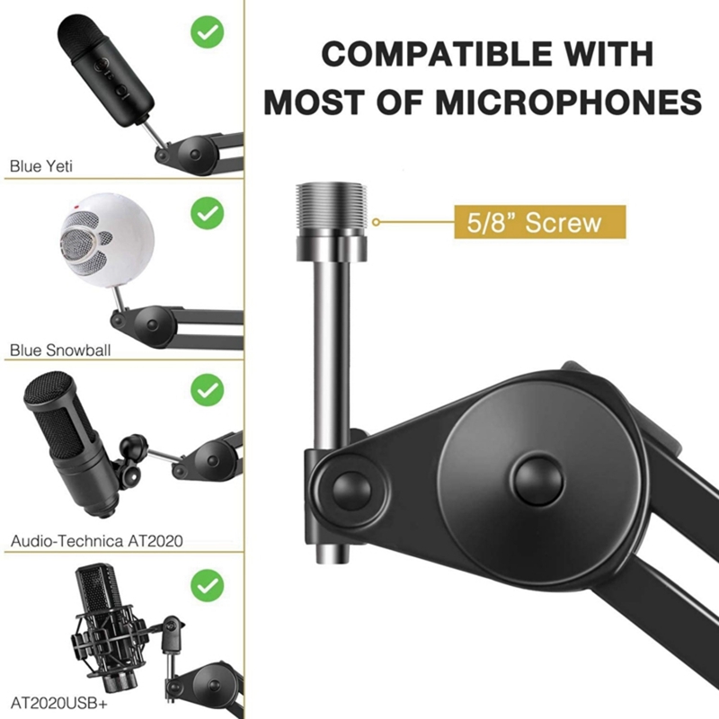 High Quality Sturdy Telescopic Booms Studio Mic Stand Scissor Arm For Blueyeti Snowball