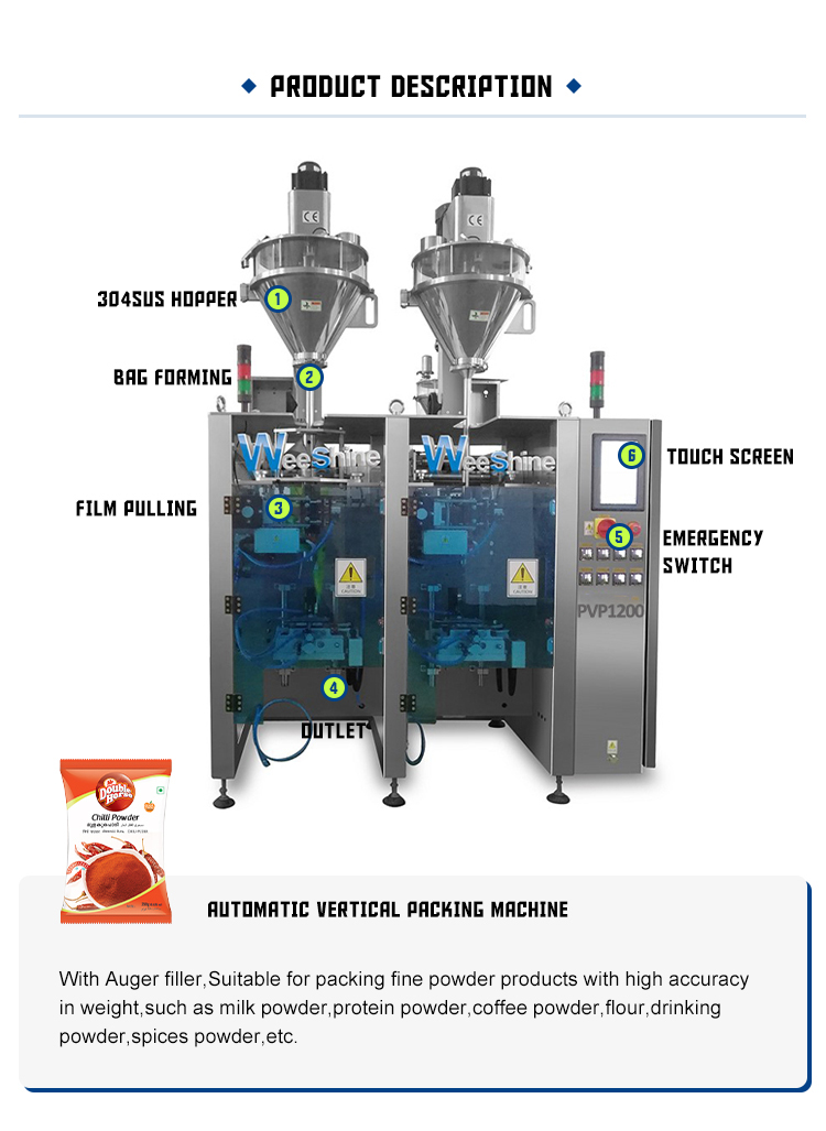 China Manufacturer Provide Almond Flour Coffee Powder Flour Milk Powder Pouch Packing Machine Price With PLC Control