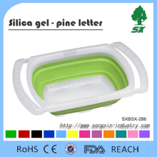 Foldable Collapsible Silicone Colander Strainer For Fruit&Vegetable