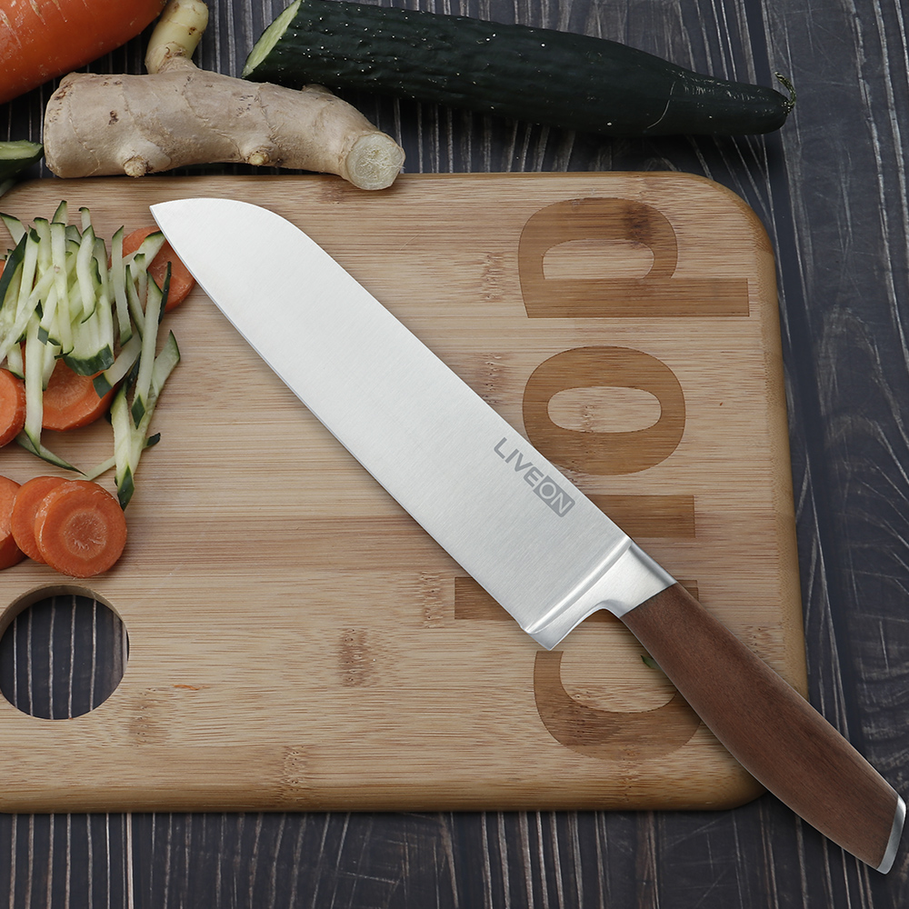 7 INCH SANTOKU KNIFE WITH WALNUT HANDLE