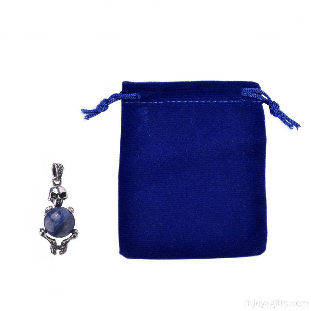 Crâne pendentif Lapis Lazuli, perles en cristal de guérison