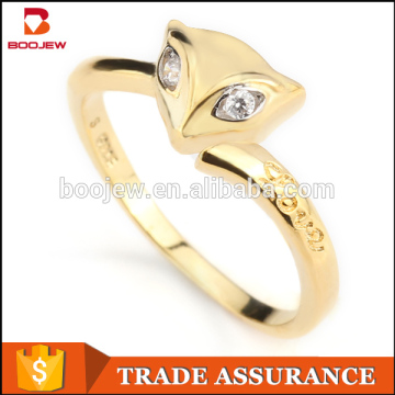 Wholesale fashion sterling silver jewelry fox shape design gold plated animal rings jewelry