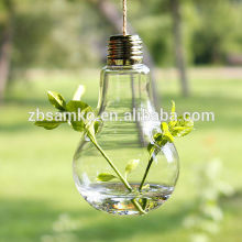 Bulb shape handblown hanging glass vase