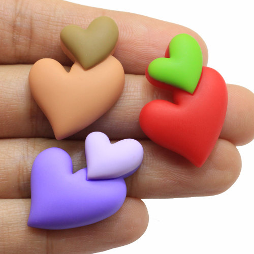 Cabujones de resina colorida con doble corazón Flatback Diy Charms Scrapbooking Phone Case Jewelry Making Accessory