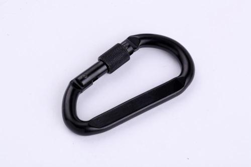 Carabiner forte da forma preta de Dee da cor com fechamento de parafuso