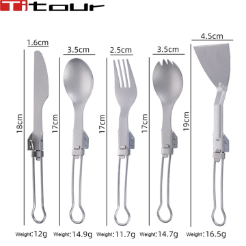 Pure Titanium Folding Spoon Fork Chopsticks Cutlery Set