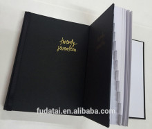 FDT customized Diary cloth hard cover gold stamping with index tab notebook