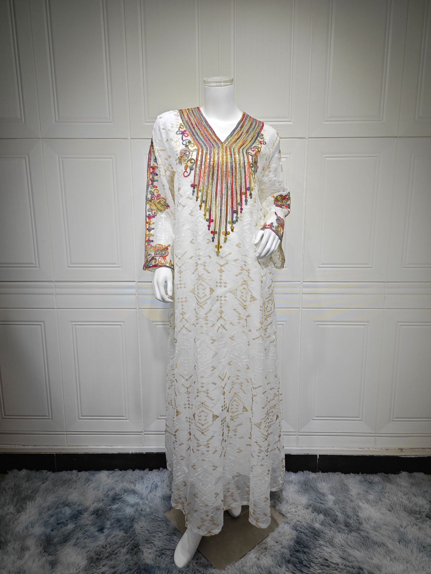 لباس عبایی مسلمان گلدوزی لوکس Luxury Embroidery Muslim Dress with Mesh Detail