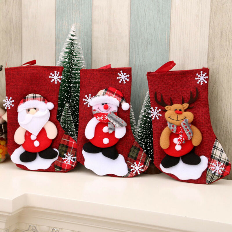 2020 New Hot Large Stockings Santa Elk Fabric Gift Socks Christmas Lovely Bag For Children Fireplace Tree Christmas Decoration