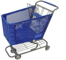 Plastic and steel supermarket shopping trolley