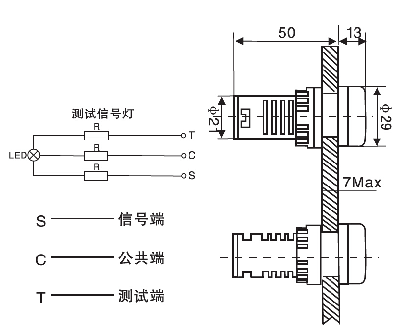 SAIP/SAIPWELL AC 220V CE Approved Electrical LED Test Indicator Light