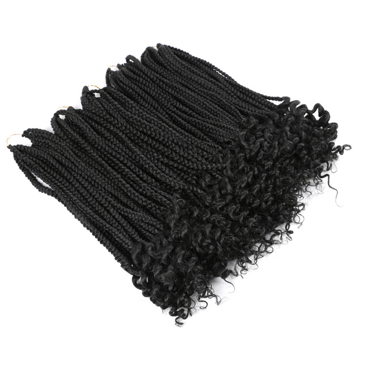 Factory Wholesale Box Braids Crochet Twist Hair Braids with Curly Ends Synthetic Goddess Faux Locs Braids