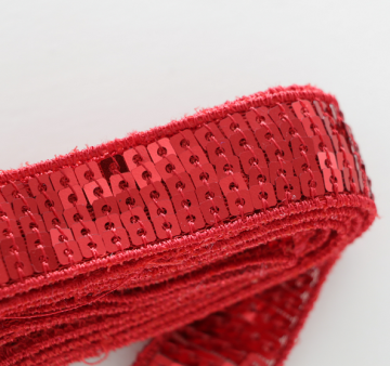 Red color lace tape sequin trimming
