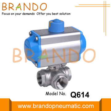 1 Inch Three Way Pneumatic Actuator Ball Valve