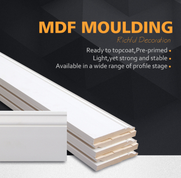 popular size of laminated primed MDF Moulding baseboard skirting moulding