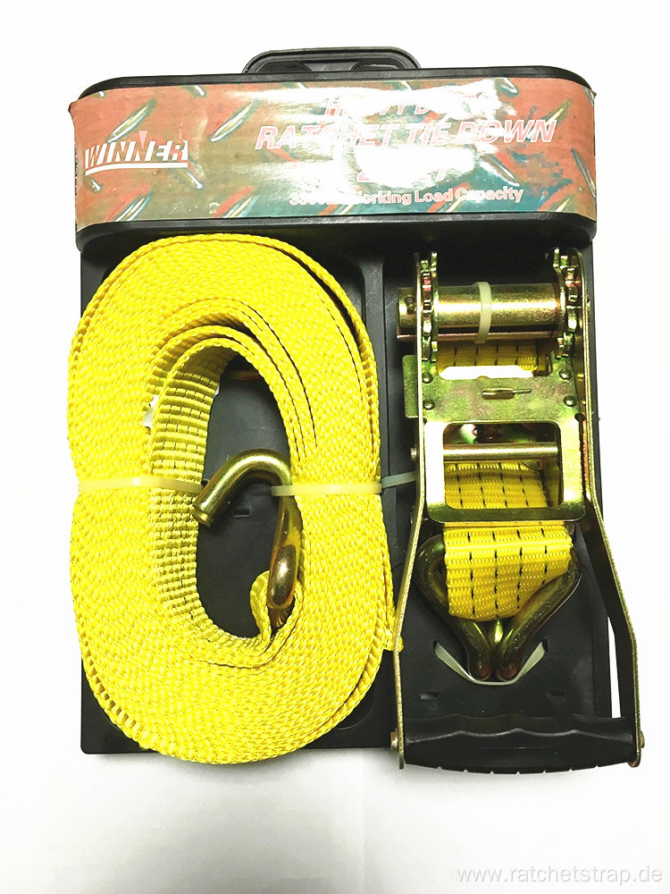 Packaged Ratchet Tie Down Yellow Lashing Belt with 4540KGS