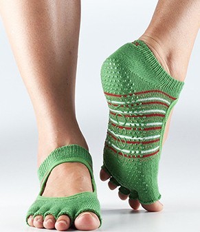 cotton open toe yoga barre socks